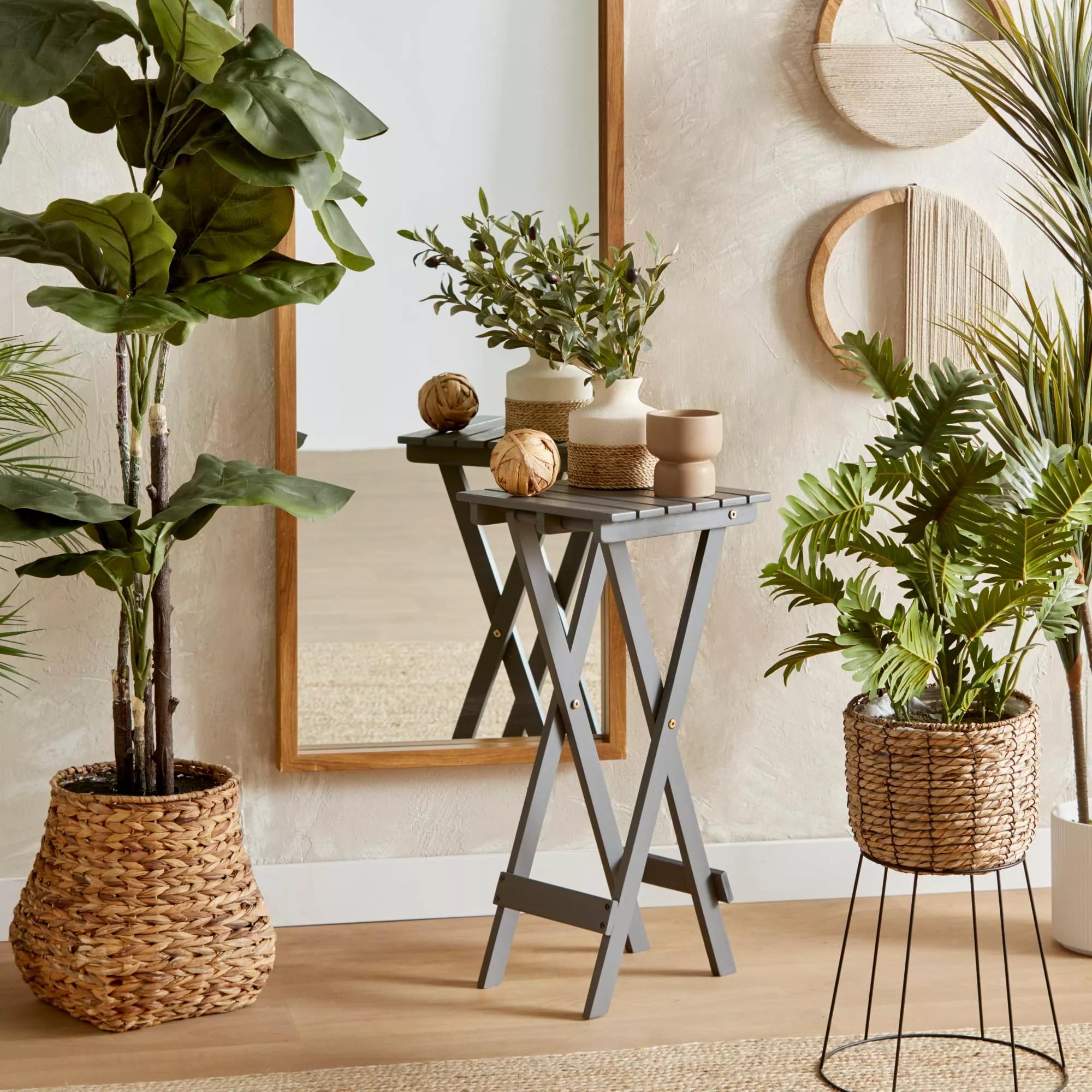 Speckled Ceramic and Rattan Vase mysite