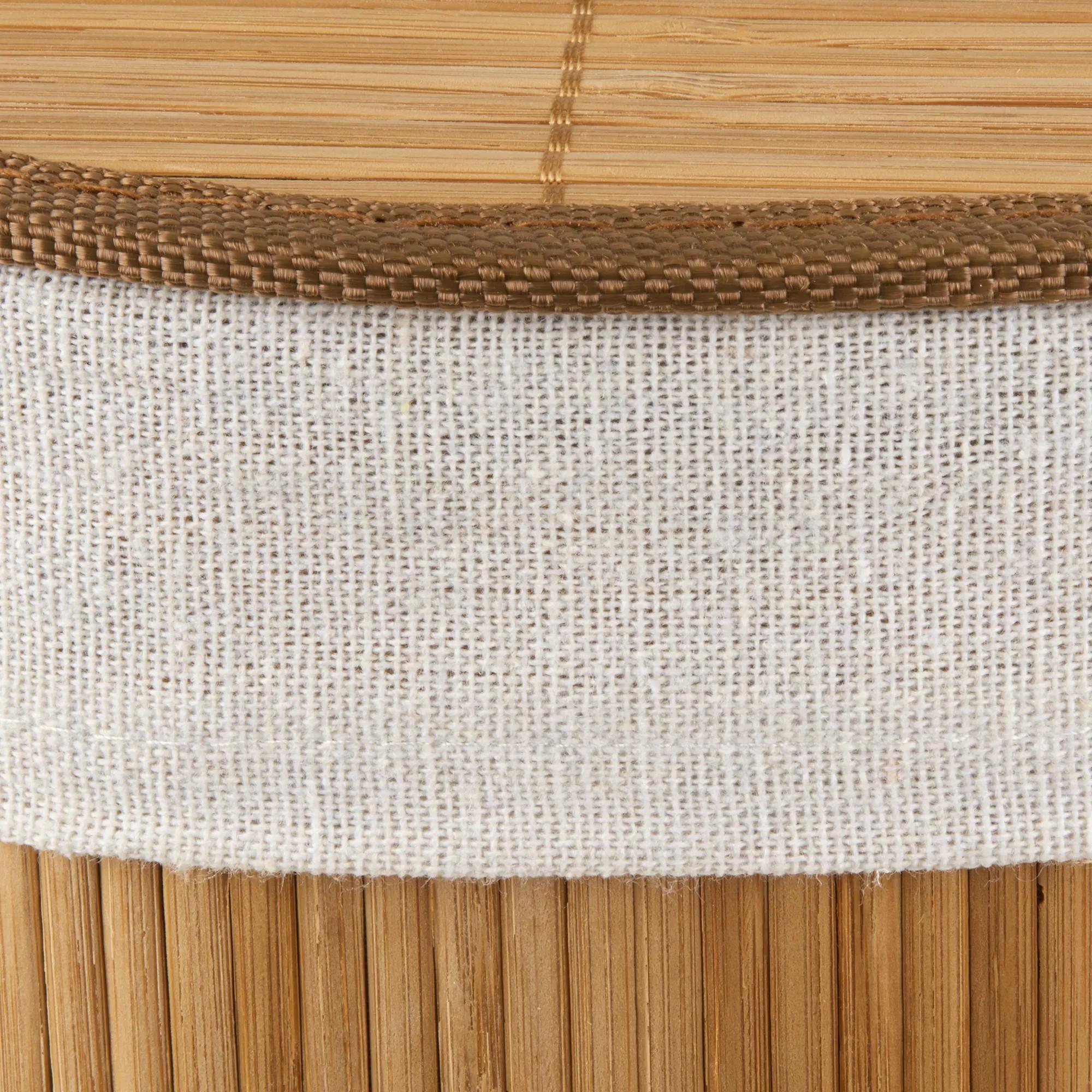 Round Bamboo Hamper with Lining and Faux Leather Handles mysite