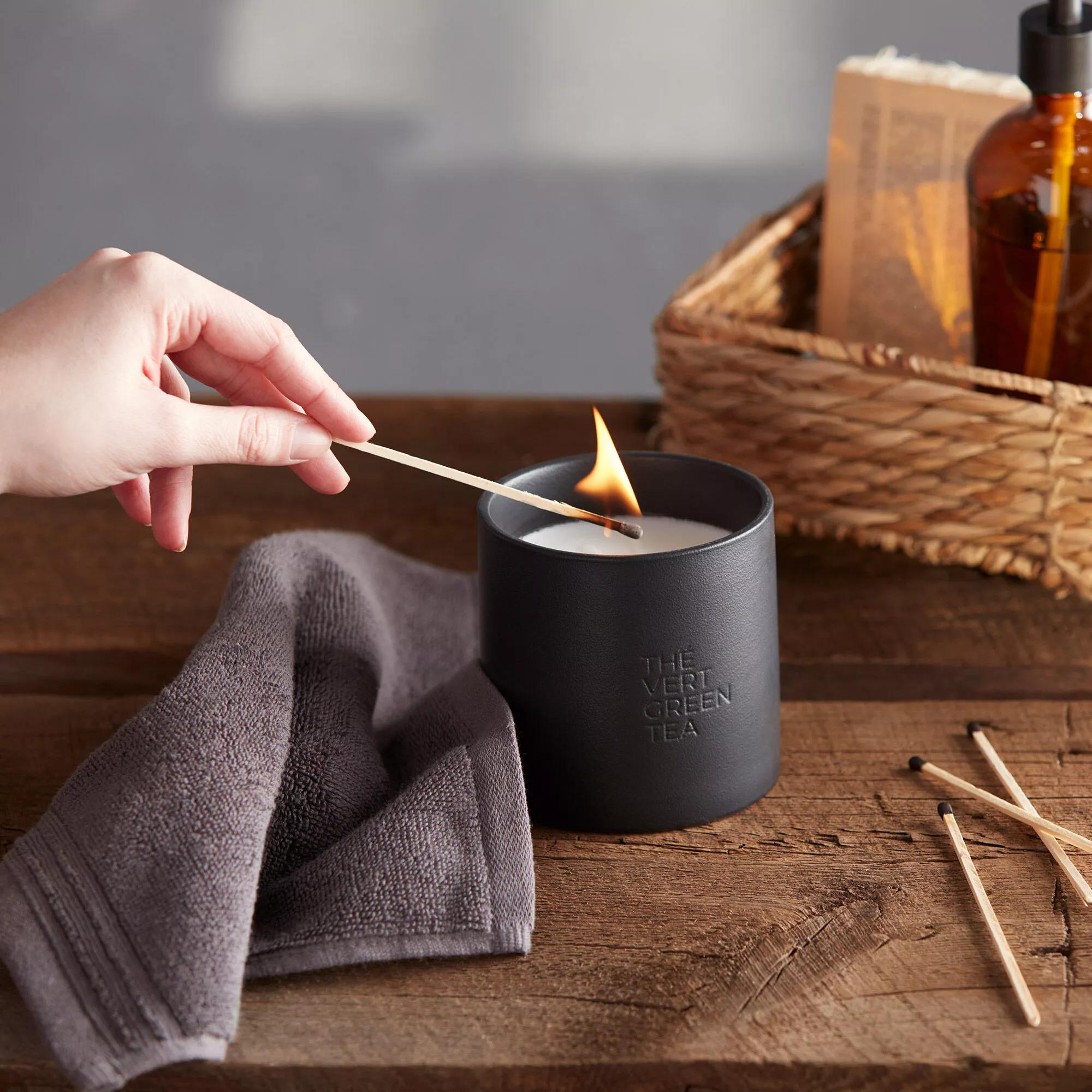 Bouclair Green Tea Candle with Wooden Lid mysite