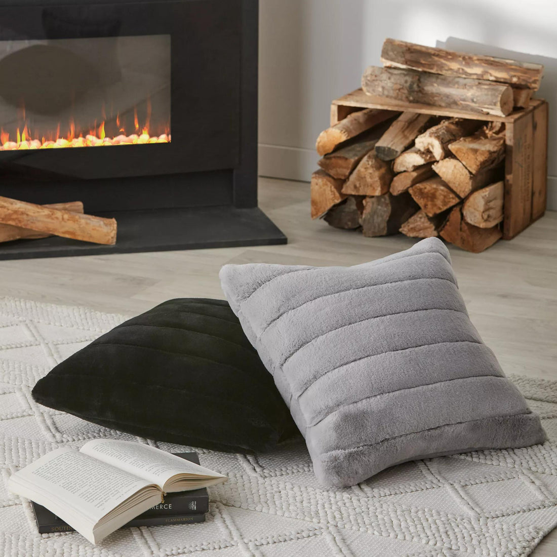 Black Cougar Faux Fur Throw Pillow mysite