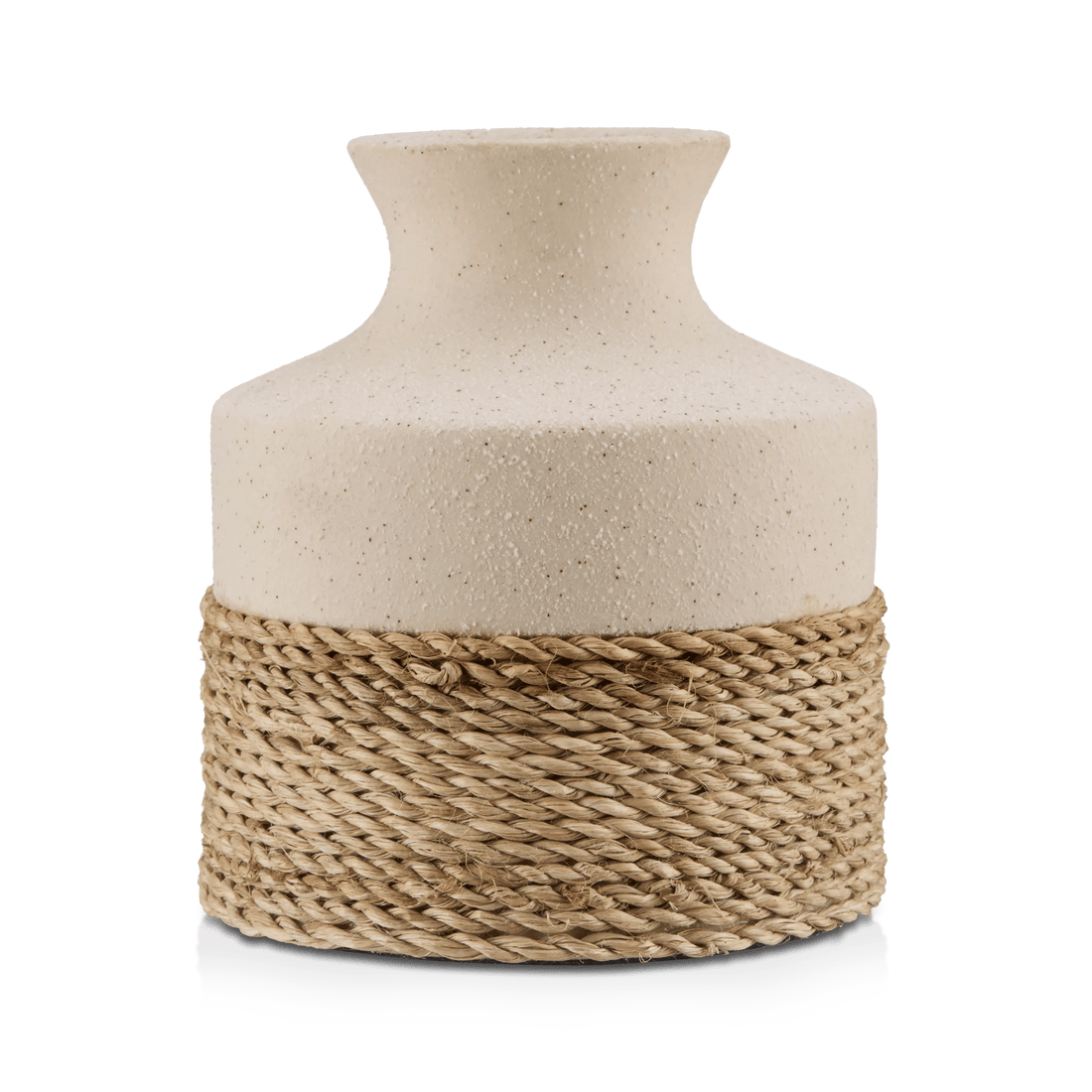 Speckled Ceramic and Rattan Vase mysite
