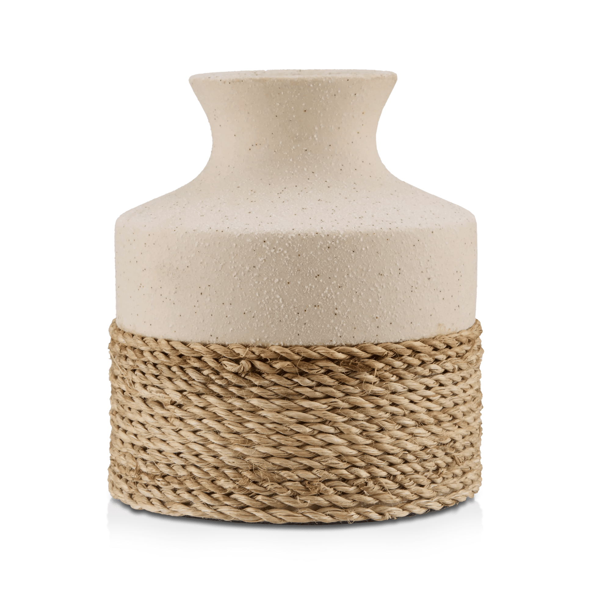 Speckled Ceramic and Rattan Vase mysite