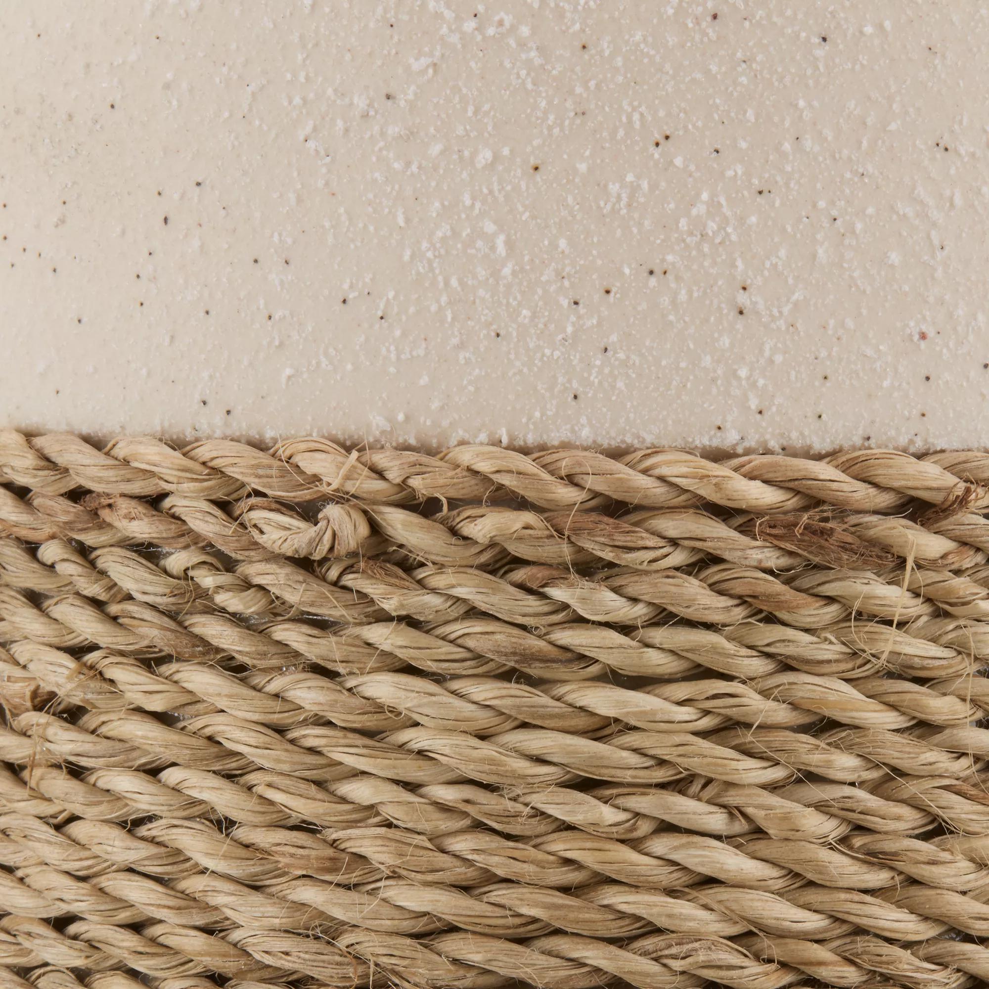 Speckled Ceramic and Rattan Vase mysite