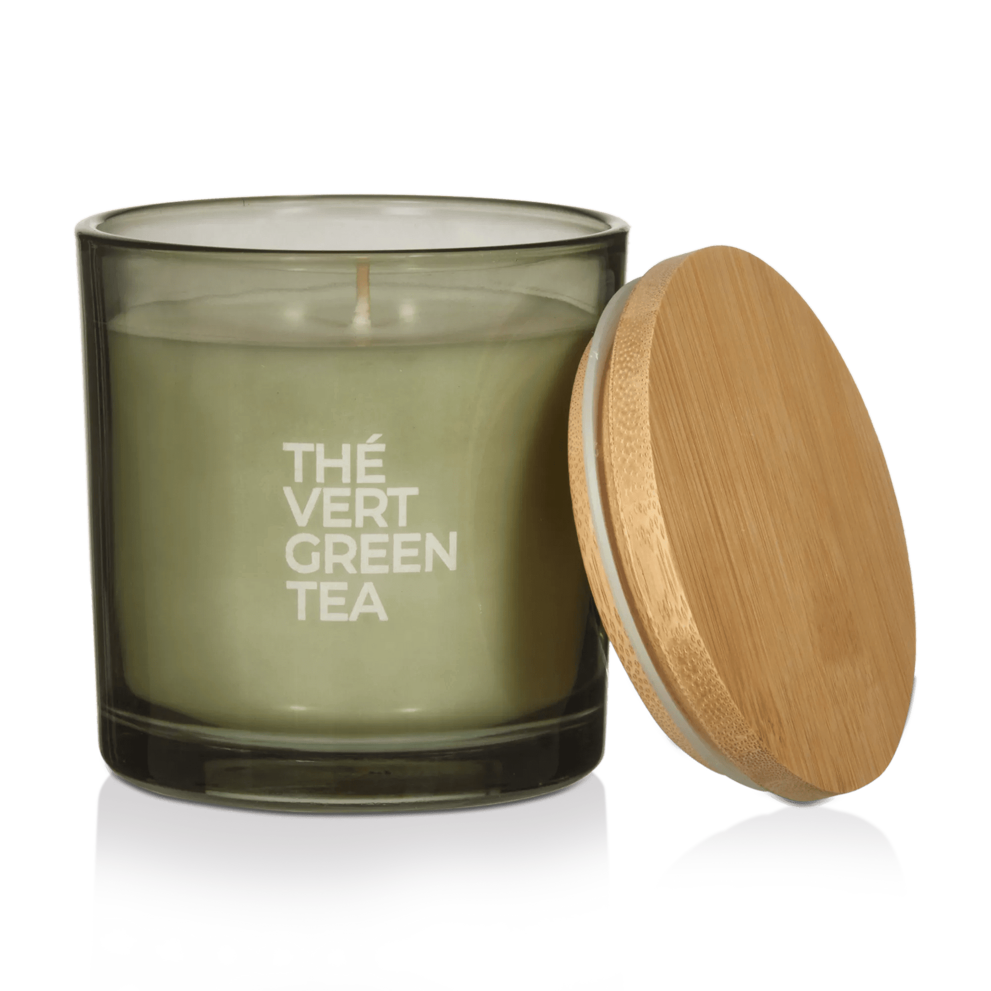 Bouclair Green Tea Candle with Wooden Lid mysite