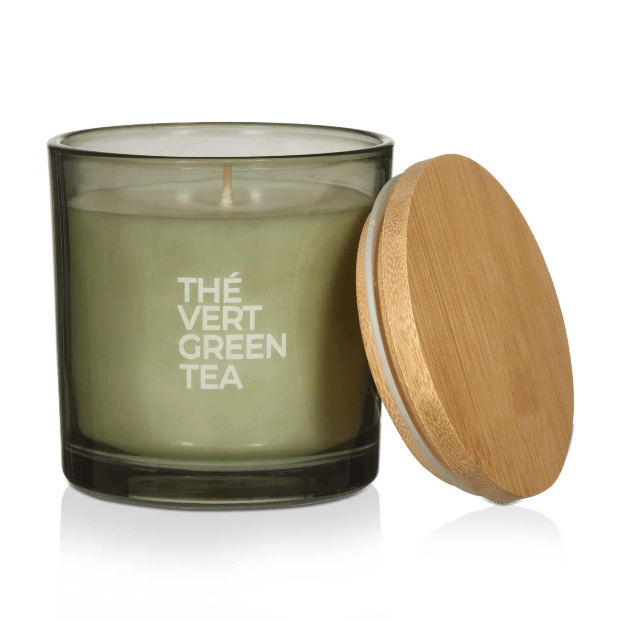 Bouclair Green Tea Candle with Wooden Lid mysite