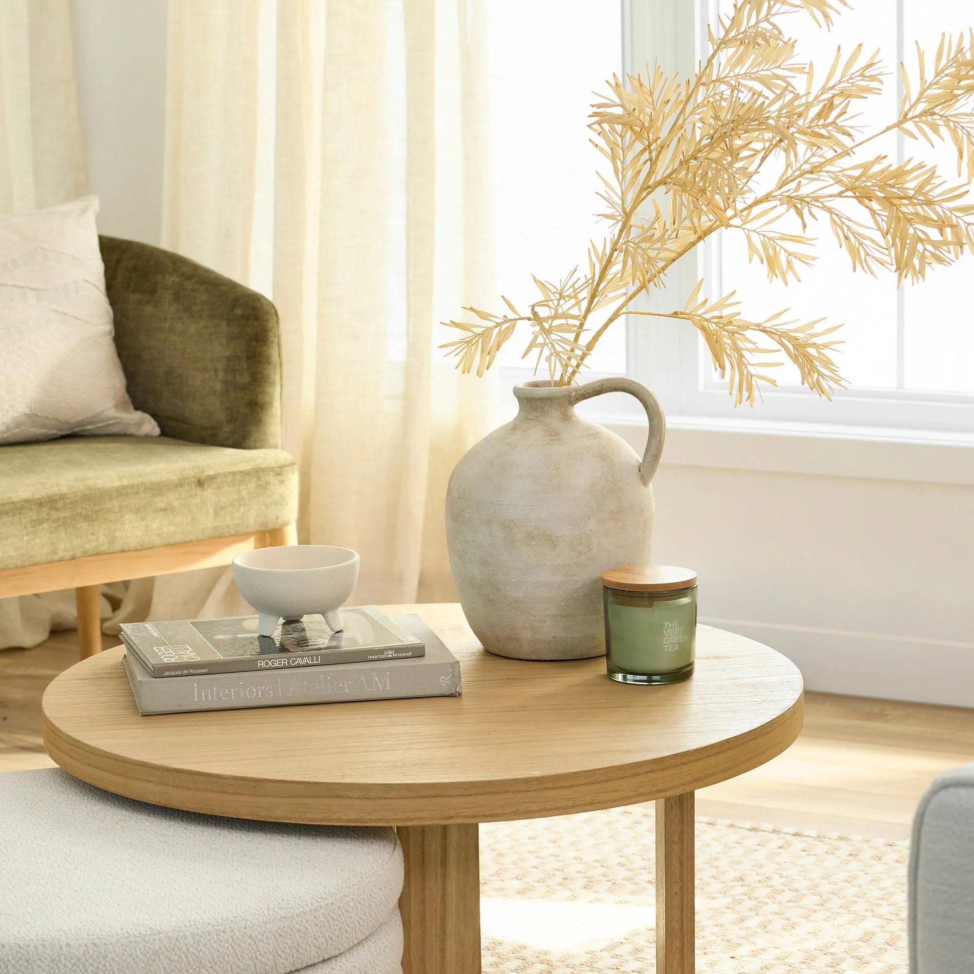Bouclair Green Tea Candle with Wooden Lid mysite
