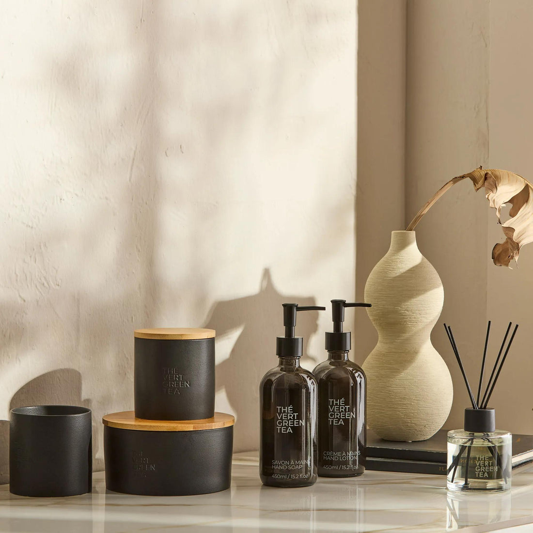 Bouclair Green Tea Candle with Wooden Lid mysite